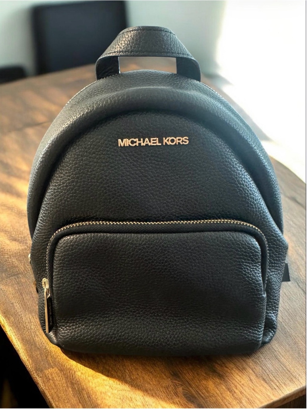 MK Michael Kors Erin Mini Convertible Black Pebbled Leather Backpack